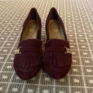 Burgundy Suede Giani Bernini Heeled Loafers
